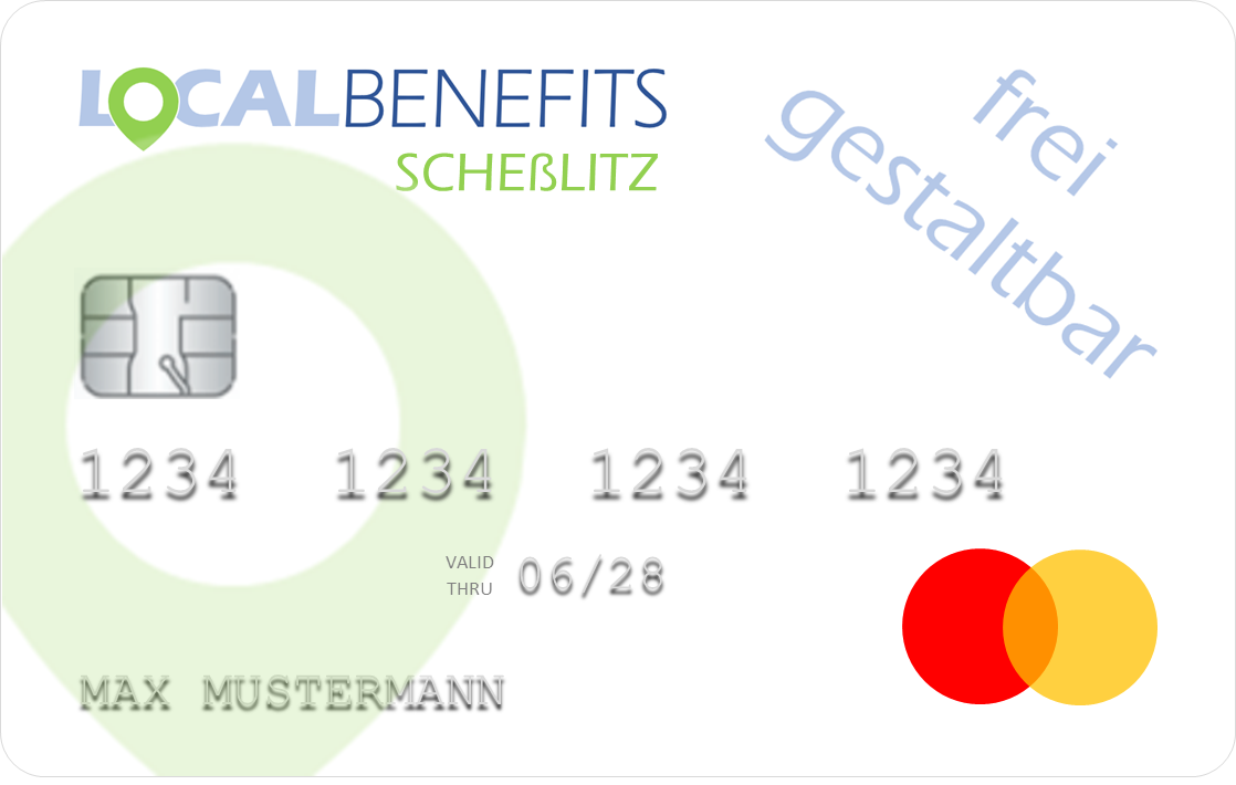 LOCALBENEFITS Sachbezugskarte, mit der Sie bei über 40 lokalen Händlern in Scheßlitz den steuerfreien Sachbezug (€50) nutzen können.