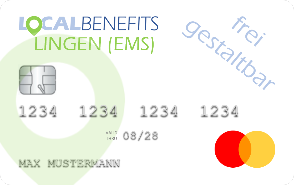 LOCALBENEFITS Sachbezugskarte zur Nutzung des steuerfreien Sachbezugs (€50) bei über 660 lokalen Händlern/Dienstleistern in Lingen (Ems).